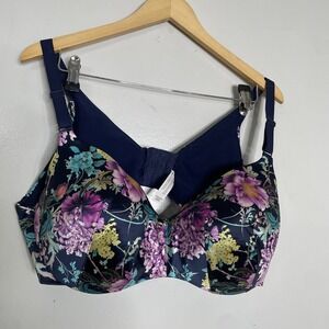 Cacique‎ Bra Pink Floral Lightly Lined Balconette Lace Underwire Size 42DDD